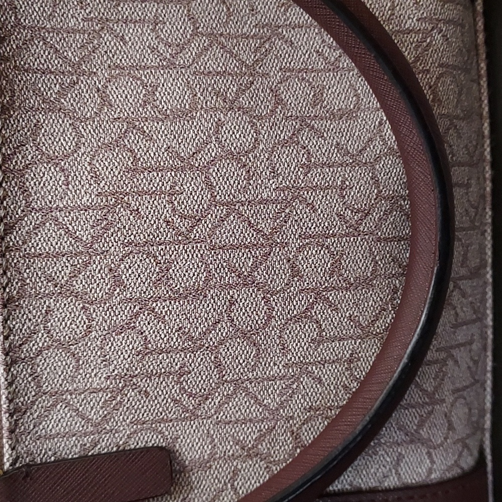 Calvin Klein Beige and Brown Monogram Satchel Bag - Picture 4 of 7